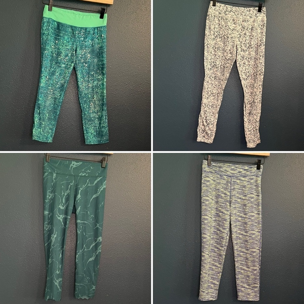 4 Pair Girls’ Athletic Leggings Bundle – Size (10/12)